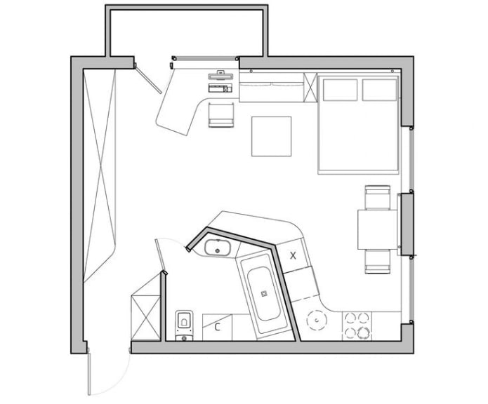 36 square meter apartment layout