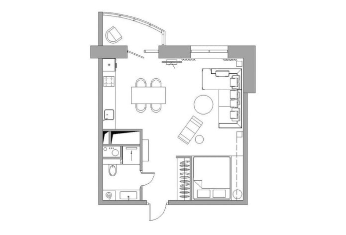 36 square meter apartment layout