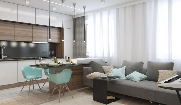 kitchen interior in an apartment of 36 square meters