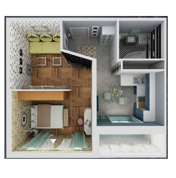 One-room apartment 37 sq