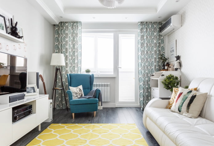 Living room with a fold-out sofa