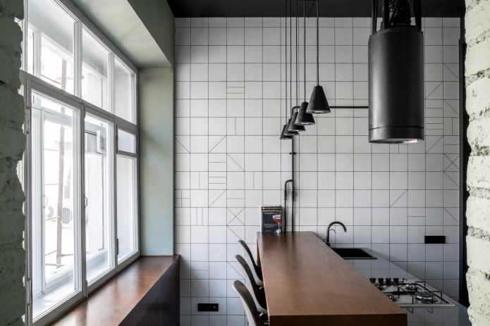 Tiny kitchen with a bar counter