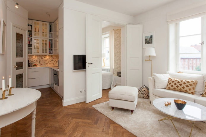 Euro-style two-room apartment with a separate bedroom