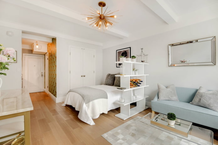 White bedroom-living room