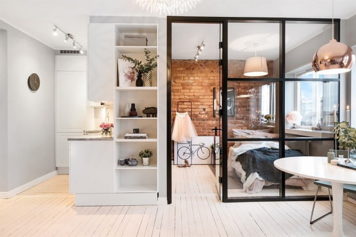 bedroom in a European-style two-room apartment