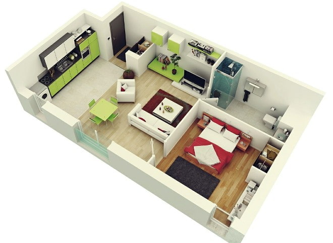 Euro-style apartment without hallway