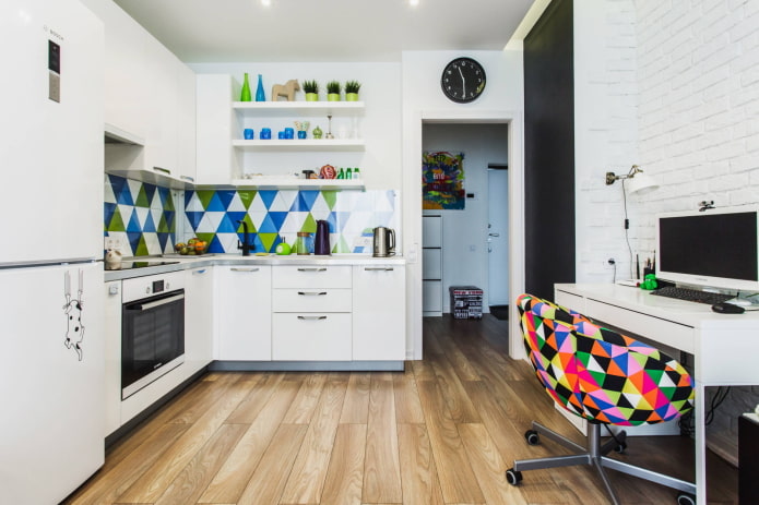 Euro-style two-room apartment with a bright kitchen-living room