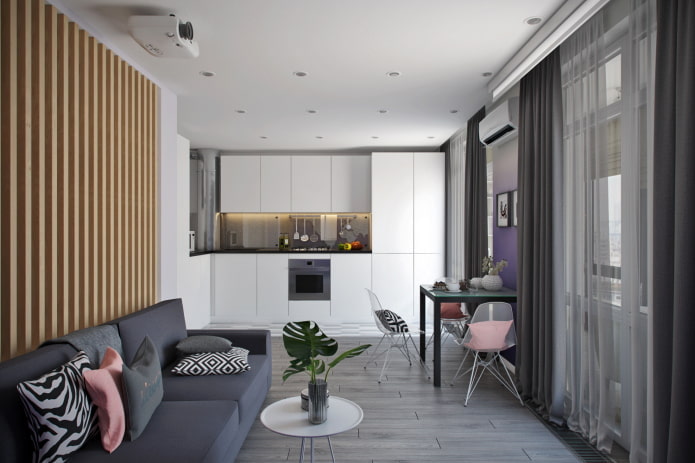 interior of a studio apartment of 45 square meters