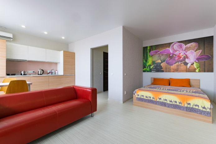 interior of a studio apartment of 45 square meters