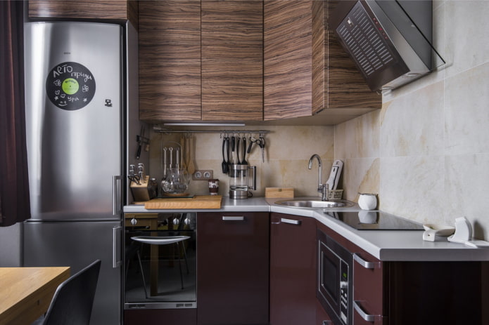 kitchen design in the interior of an apartment of 45 square meters