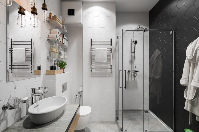 bathroom design in the interior of an apartment of 45 square meters