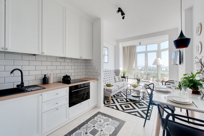 kitchen design in the interior of an apartment of 45 square meters