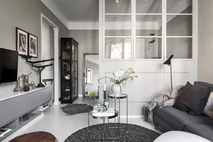 45 square meter apartment interior in Scandinavian style