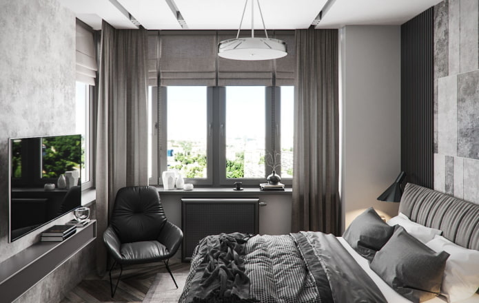 bedroom design in the interior of an apartment of 45 square meters