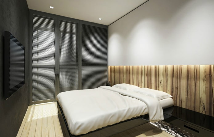 bedroom design in the interior of an apartment of 45 square meters