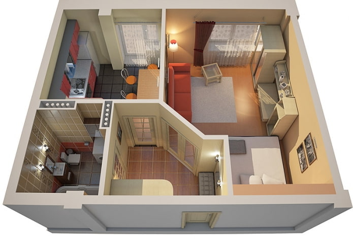 Apartment layout 45 sq. m.