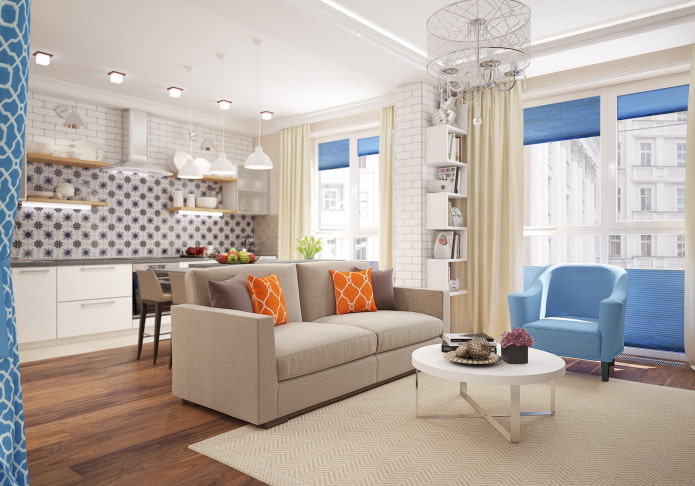 TV area in the kitchen-living room