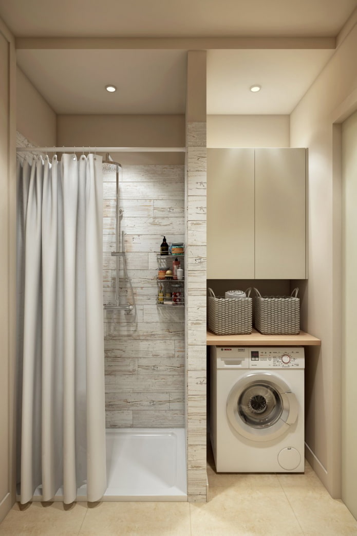 Shower cabin and storage space