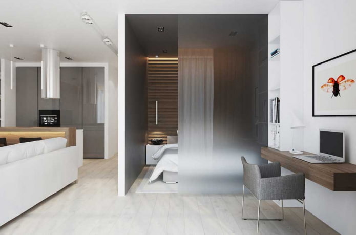 interior of a studio apartment of 50 square meters