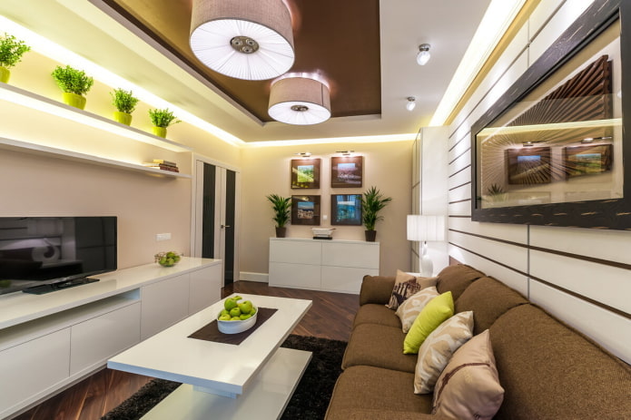 living room interior in a 50 square meter apartment