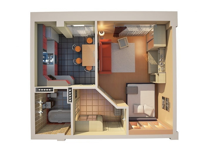 layout of an apartment of 50 square meters
