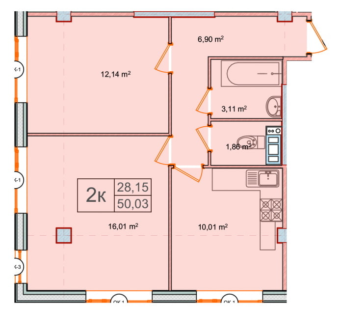 apartment layout 50 square meters