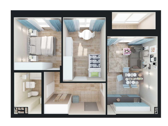 apartment layout 50 square meters