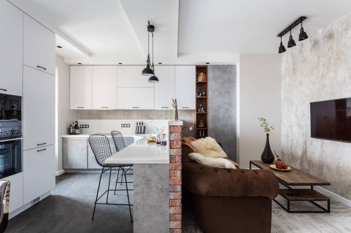 Living room combined with kitchen