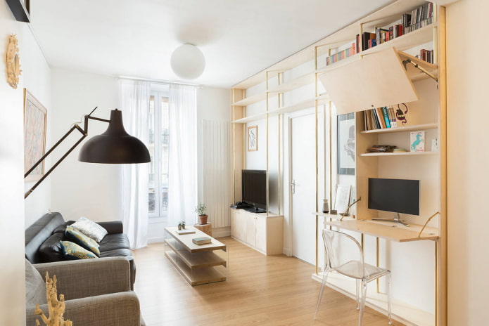 Shelves in the living room
