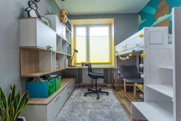 Children's room with yellow accents
