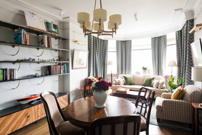 Living room with a bay window
