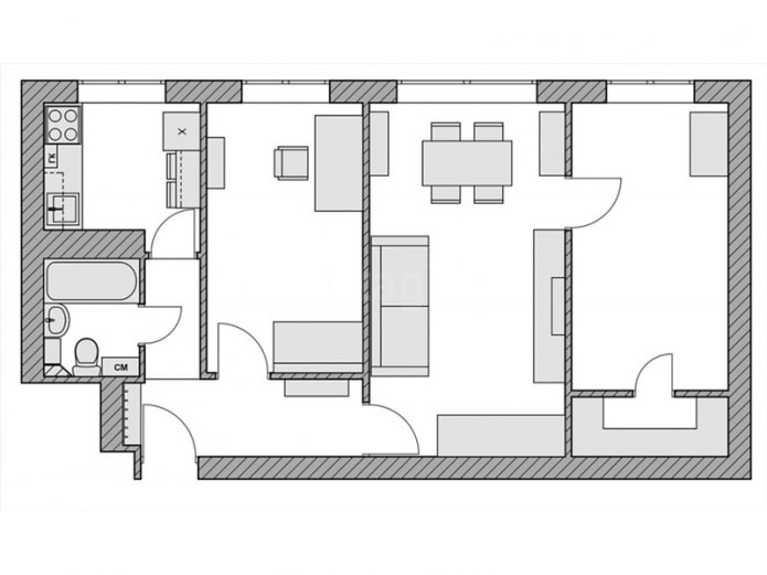 60 sq. m. Khrushchevka layout