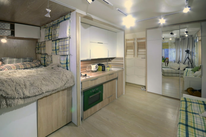furniture in the interior of a studio apartment