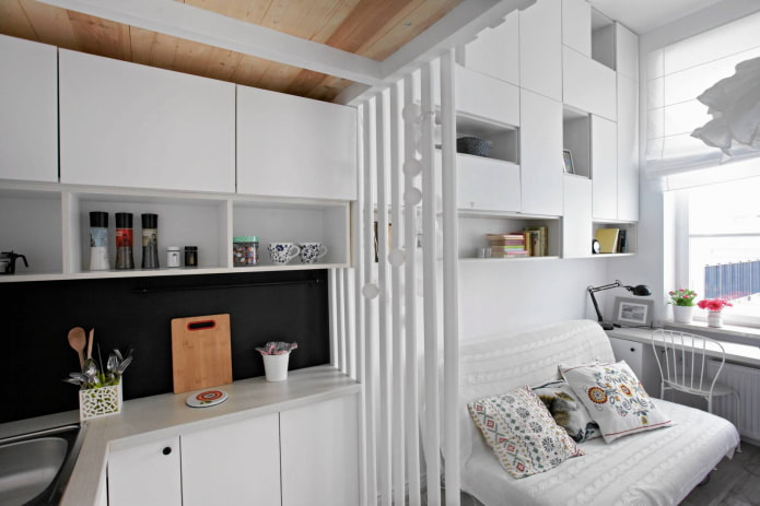 furniture in the interior of a studio apartment