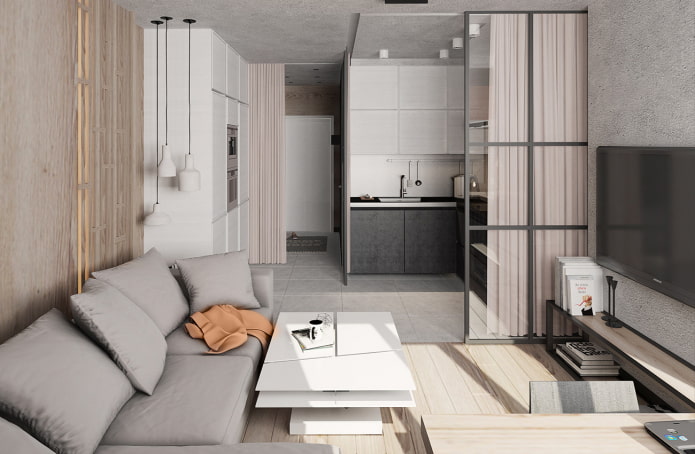 furniture in the interior of a studio apartment