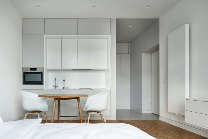 studio apartment interior in minimalist style