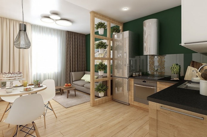 studio apartment interior in eco-style