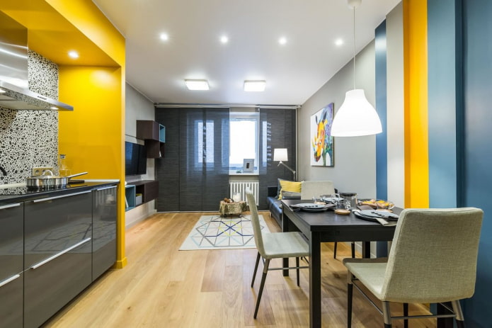 lighting in the interior of a studio apartment