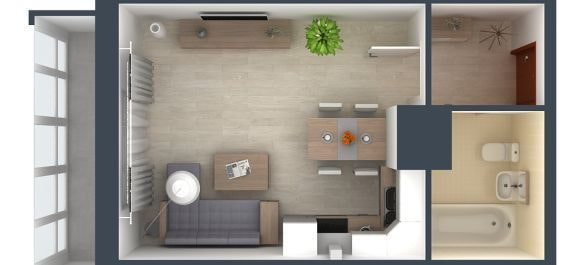 Studio layout 20 sq. m.