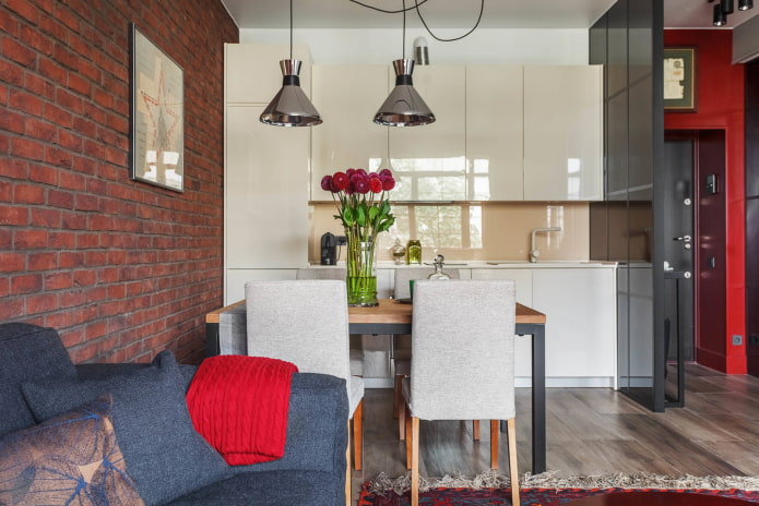 Loft with red elements