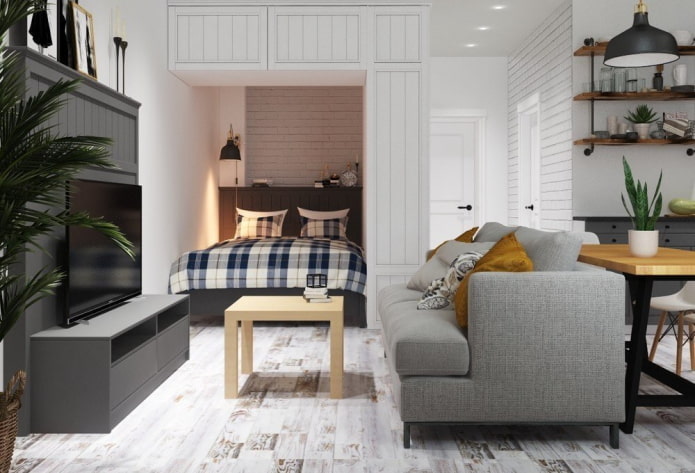 sleeping place in the interior studio apartments
