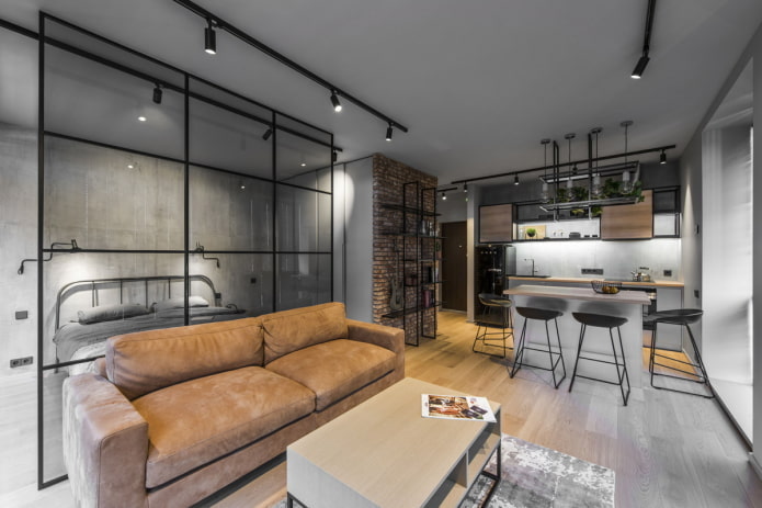 interior of a studio apartment in the loft style