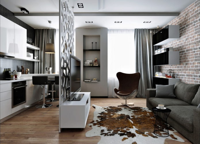 interior of a studio apartment in the loft style