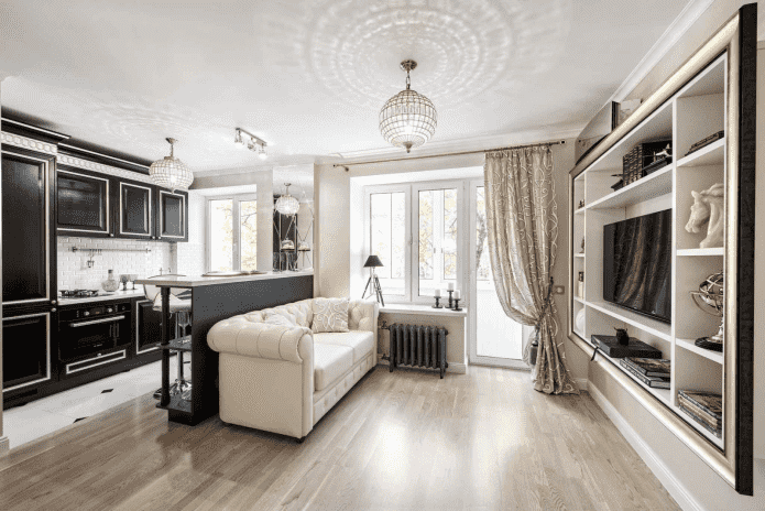 studio apartment interior in a classic style