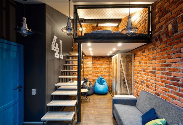 lighting in the interior of a studio apartment