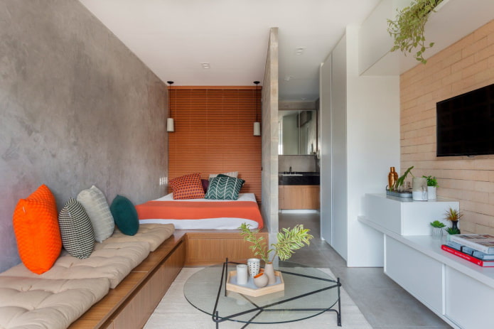 furniture in the interior of a studio apartment