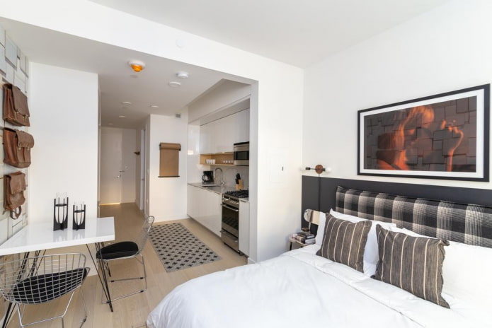 color scheme of the interior of a studio apartment