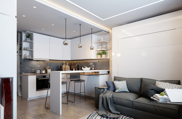 furniture in the interior of a studio apartment