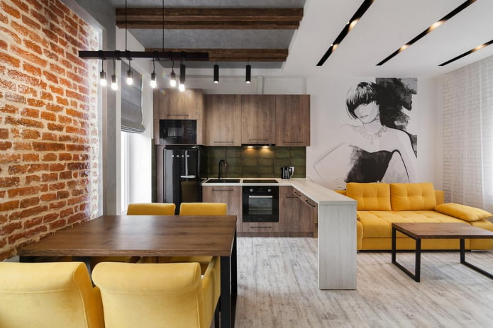 lighting in the interior of a studio apartment