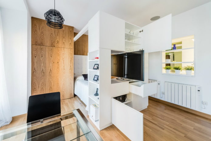 furniture in the interior of a studio apartment